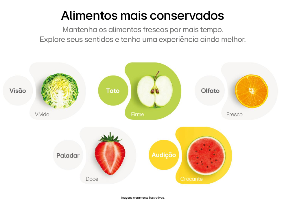 Frutas e legumes cortados ao meio